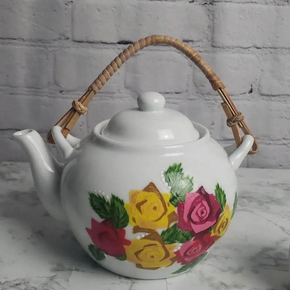 Pink and Yellow Floral Tea‎ Set by Pier One Imports